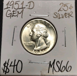 1951-D MS66 Gem Silver Washington Quarter
