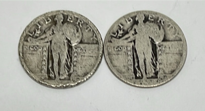 (2) 90% Silver Standing Liberty Quarters (Unknown Dates)