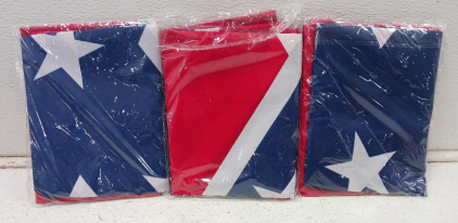 (3) Star & Bar Confederate Flags - New in Packaging