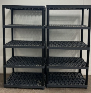 (2) 5 Tier Plastic Storage Racks