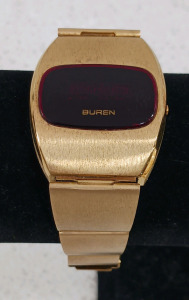 (1) Vintage Buren LED Digital Watch - Gold Tone - Model 453775