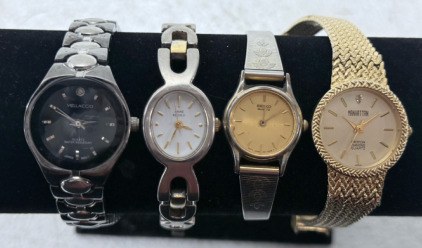 (4) Assorted Quarts Womans Watches- Seiko, Manhattan, And Vellaccio Brands