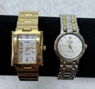 (1) Rolex Womans Watch And (1) Carriage Indiglo Womans Watch