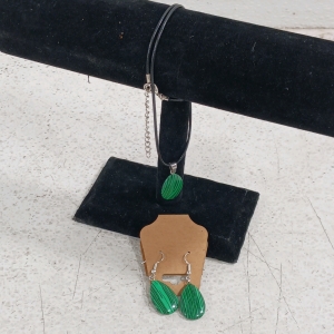 (2) Natural Malachite Stone Jewelry - (1) Pair of Earrings (1) Pendant Necklace