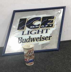 Budweiser Vintage Mirror and Cup