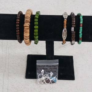 (7) Assorted Jewelry Pieces - Sterling Necklace w/ Gemstone & Beaded Bracelets