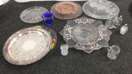 Glass Platters, Silver-Plated Plate