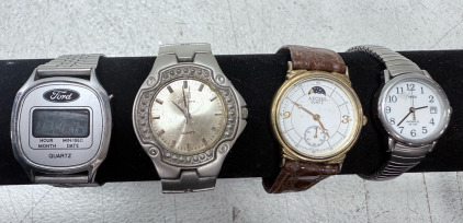 (4) Assorted Watches- Ford, Riviera, Axcess, And Timex