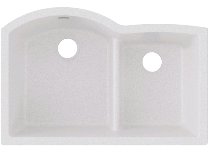 (1) Elkay Quartz Classic Double Bowl Undermount Sink - 33"x22" - White