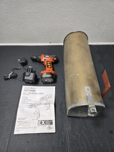 Black & Decker CD120G - 12V Drill w/ Extra Battery Pack & Charger, Vintage Metal Mailbox - 19"L x 6&frac12;"W x 8⅝"H