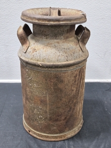 Vintage Thick-Metal Milk Can w/ Lid - 19"H x 10&frac34;"&oslash;