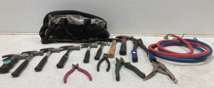 Amazon Basics Tool Bag - (8) Hammers - (4) Pliers/Channel Locks - (1) Bolt Cutters - (1) Washer/Dryer Hoses