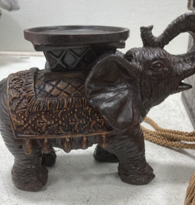 Antique Elephant Themed Items - Elephant Incense Burner - Elephant Lamp & More!!!