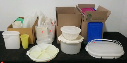 Boxes of Tupperware, Small Plastic Totes and More!