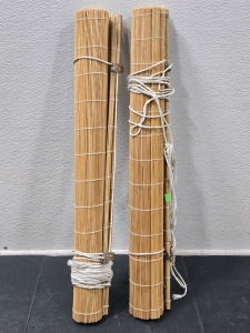 (2) Bamboo Style Roll-Up Shades w/ Drawstrings