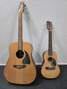 Marina Mark 36 Acoustic Guitar (Missing Strings & Other Damage), Alpine K55N Acoustic Guitar (Some Damage to Front Panel)