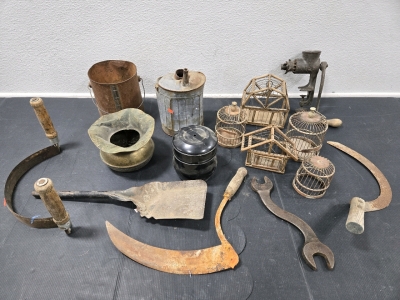 Assorted Vintage D&eacute;cor Items & Tools (Whole Box, Cant Picture All Items)