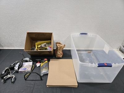 (4) Screw-In Castors 6&frac34;", (1) Quick Release 11" Ladder Hook, EBC Brakes 5-Pack Box of Clutch Plate Set, (1) Bicycle Brake w/ Wire, Large Storage Bin 31"L x 18"W x 13"H, & More!