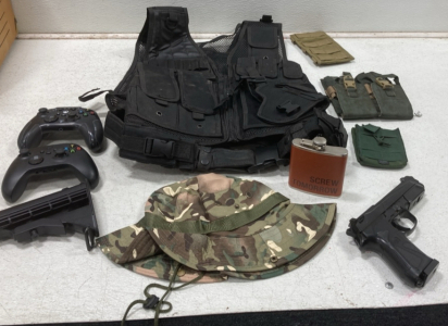Airsoft Equipment - Spring Loaded Airsoft Pistol - Vest - Pouches & More!