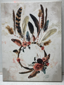 Oil Painting - Real Feathers