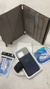 (1) Battery Phone Case - (1) Pair of Black AirPods - (1) Tablet Case & More!