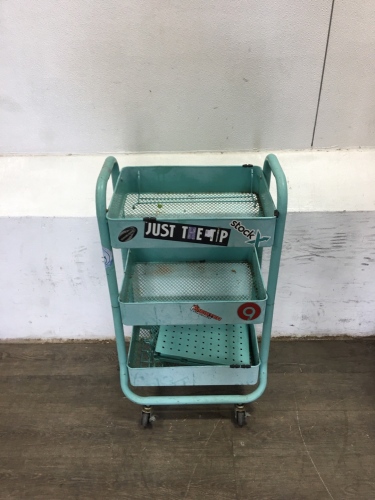 Small Metal Cart on Wheels