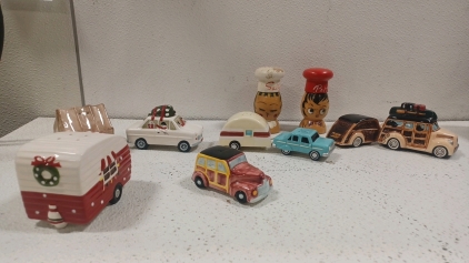 Salt/ Pepper Vintage Camp Trailers/ Cars & Tents