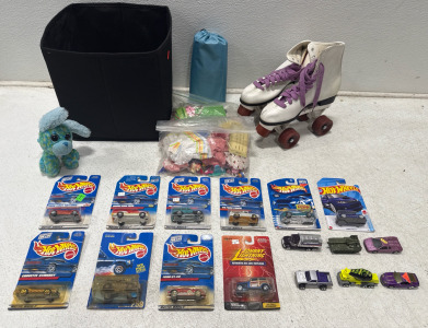 (1) Roller Derby Roller Blades Size 7, Assorted Kids Toys And Hot Wheels Unopened