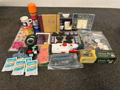 Crafting Supplies Including: Stamps, Mini Sewing Machine, Planter Ceramic Kit, Picture Frame and More
