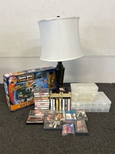 Angry Birds Star Wars Jenga Game, Table Lamp, Vintage Cassette Tapes and Plastic Organizers