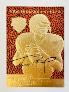 Feel The Game Gold Card "Football Textured and Sculptured" Tom Brady 2000 Draft Pick