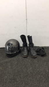 Harley Davidson Biker Helmet, Boots and Belt