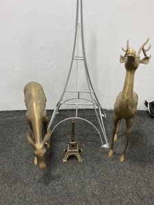 (2) Large Brass Elk And More