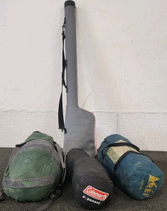 Fishing Pole With Case, Rei Clipper Tent, Kelly Sleeping Bag, And More.