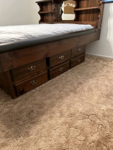 Beautiful Wood King Size Air Mattress Bed Frame/Storage w/ King Sized Air Mattress & Air Pump