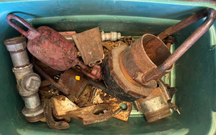 Large Industrial Parts & Heavy Machinery Parts Including Industrial Hook & Pulley System, Pipe Fittings, Tractor Parts & More