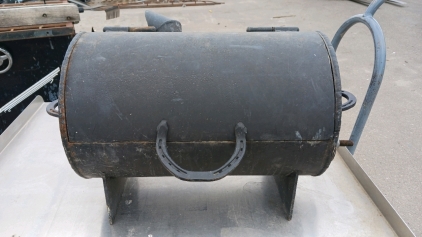 (1) Custom Steel Drum Barbecue Grill Smoker