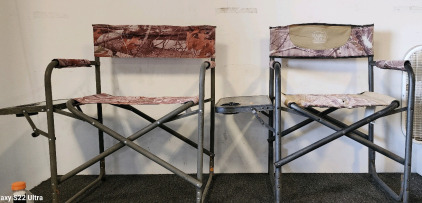 (2) Outdoor Foldable Director Chairs With Tables