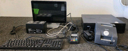Business Lot!- Including Screen, Keyboard, Card Reader, Recipet Printer, And A Money Drawer.