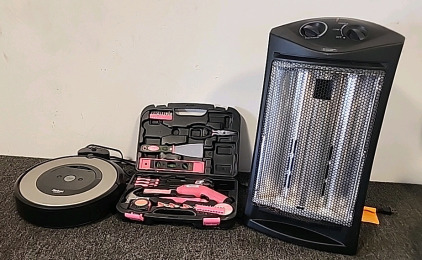 Apollo Pink Ladies Tool Set. Konwin Space Heater anda IRobot Roomba.