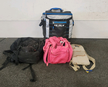 Ultra By Arctic Zone Cooler, Rei Lookout 40, Pink Deluxe Range Bag, And A Backpack Canteen