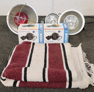 (3) Heating Lamps, LED Floodlight, And A Blanket