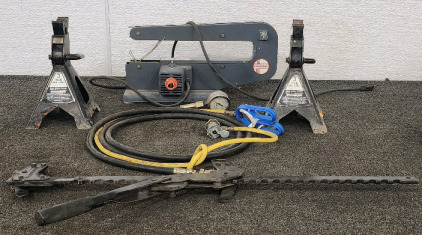 Goldenrod Fence Stretcher/Splicer, (2) 3 Ton Jack Stands, Dremel Moto-Saw, And More.
