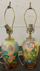 Vintage / Antique Hand-Painted Fairy Floral Lamps
