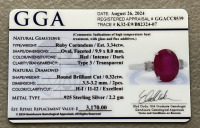 .925 Sterling Silver 3.34ct. Ruby Corundum & 0.32ct. Diamond Ring Size 6-1/2 W/ GGA C.O.A. ( $3,170.00 Retail Value) - 5