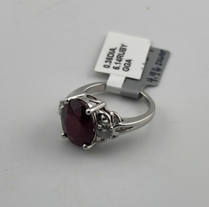 .925 Sterling Silver 2.91ct. Ruby Corundum & 0.18ct. Diamond Ring Size 6-1/2 W/ GGA C.O.A. ($2,730.00 Retail Value)