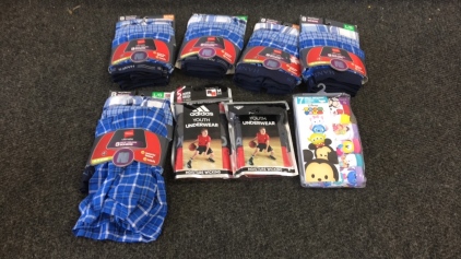 (7) Packages of Unopened Youth Boxer Briefs, (1) Pakage of Girl&rsquo;s Underwear
