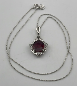 .925 Sterling Silver 5.78ct. Ruby Corundum & 0.27ct. Diamond Pendant W/ GGA C.O.A. ($3,930.00 Retail Value)