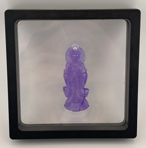 64.77ct. Buddha Purple Dyed And Impregnated Quartzite Figurine W/ GIA C.O.A. ($20.00 Retail Value)