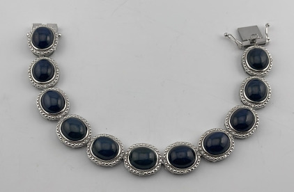 .925 Sterling Silver 62.29ct. Star Sapphire Corundum & 0.55ct. Diamond Bracelet W/ GGA C.O.A. ( $15,960.00 Retail Value)